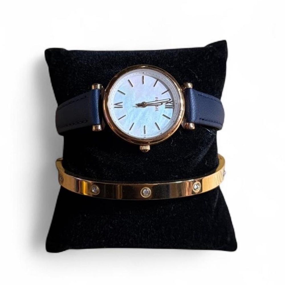 Fossil Women's Blue and Gold Watch Set